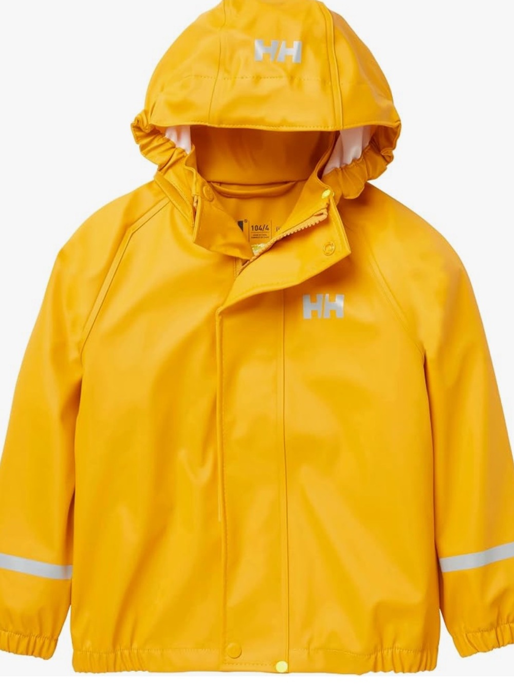 NEW Helly Hansen Bright Yellow Kids Waterproof Raincoat with Hood size 7